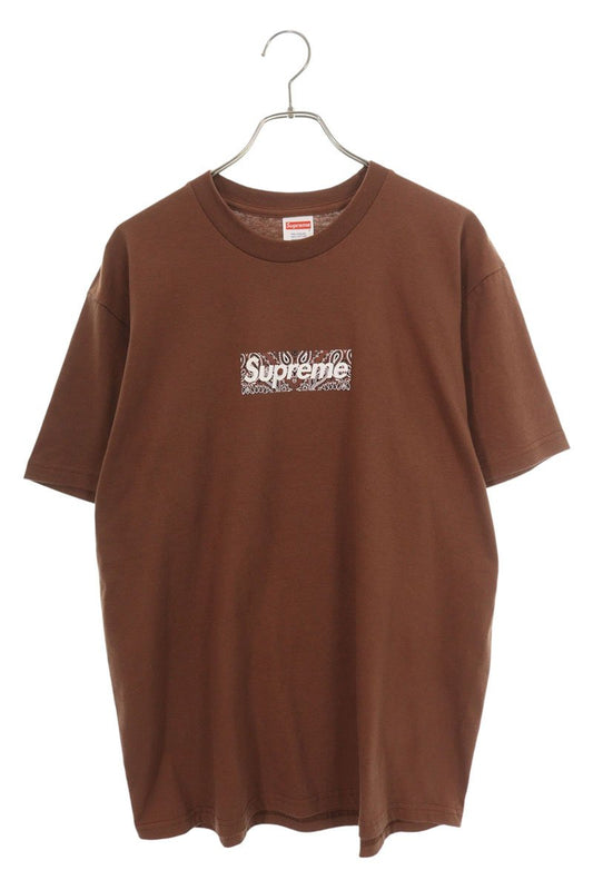 Supreme 19AW Bandana Box Logo Tee T-Shirt Brown Size L