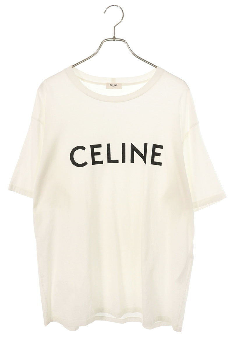 CELINE Loose Fit Logo Print T-shirt White Size L