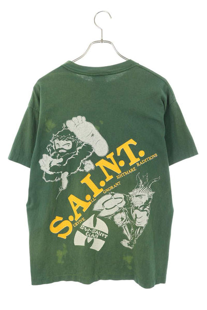 SAINT MICHAEL 24SS Distressed Saint Clan Tee Green Size S