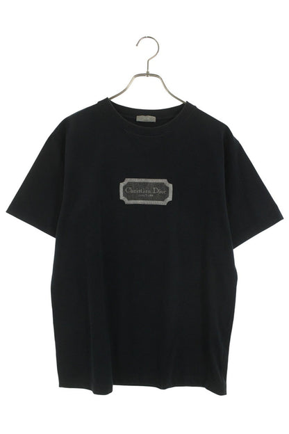 DIOR Logo Embroidery Cotton T-shirt Navy Size S