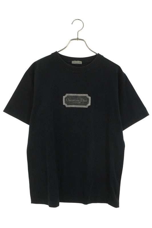 DIOR Logo Embroidery Cotton T-shirt Navy Size S