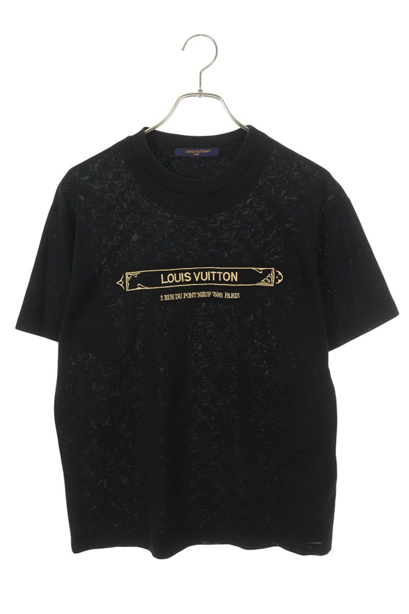 LOUISVUITTON 25SS Logo Embroidered Damier Tee Black Size XS