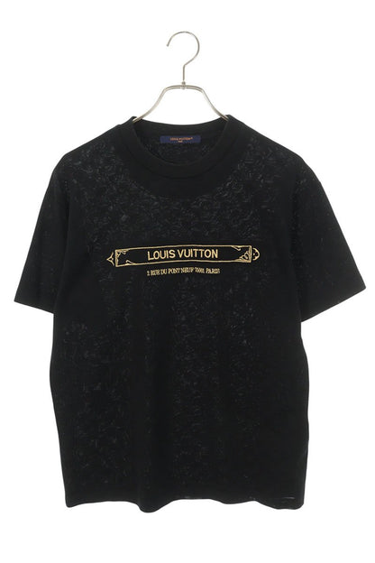 LOUISVUITTON 25SS Logo Embroidered Damier Tee Black Size XS
