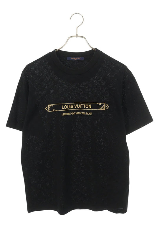 LOUISVUITTON 25SS Logo Embroidered Damier Tee Black Size XS