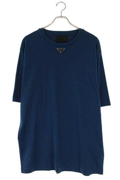 Prada Triangle Logo Plate T-Shirt Navy Cotton Size L