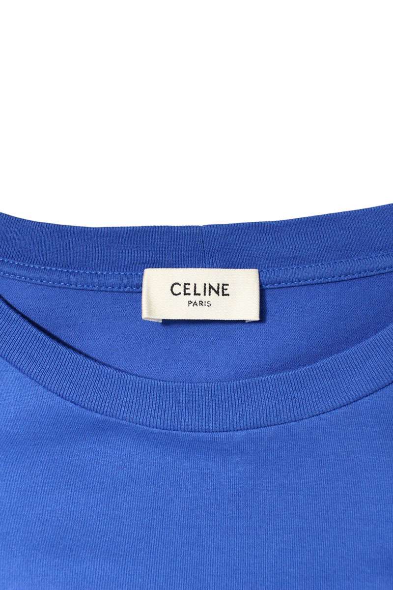 CELINE Loose Fit Logo Print T-shirt Blue Size L