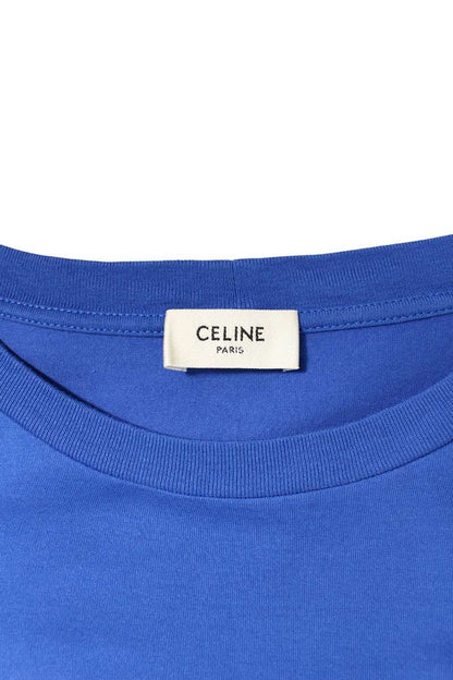 CELINE Loose Fit Logo Print T-shirt Blue Size L
