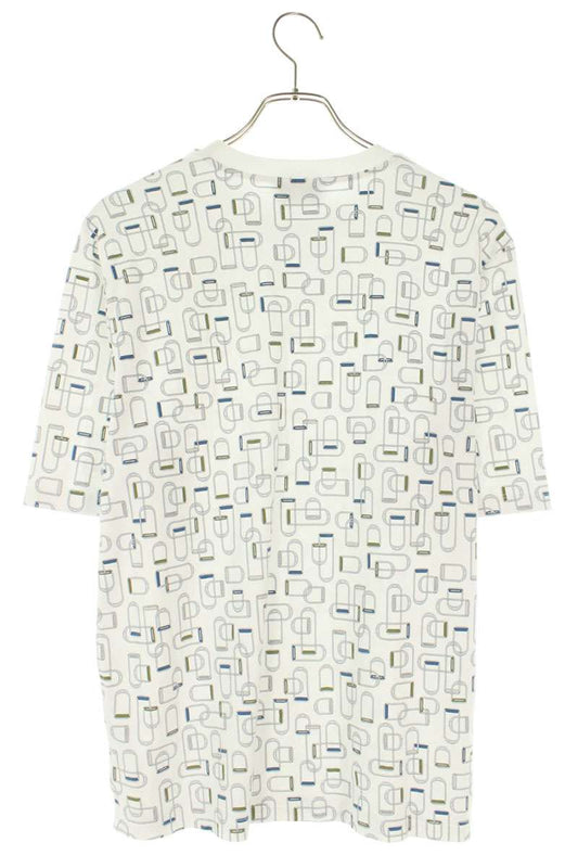 Hermes 25SS Etriers Elastiques All-Over Print T-Shirt White x Blue Size XS