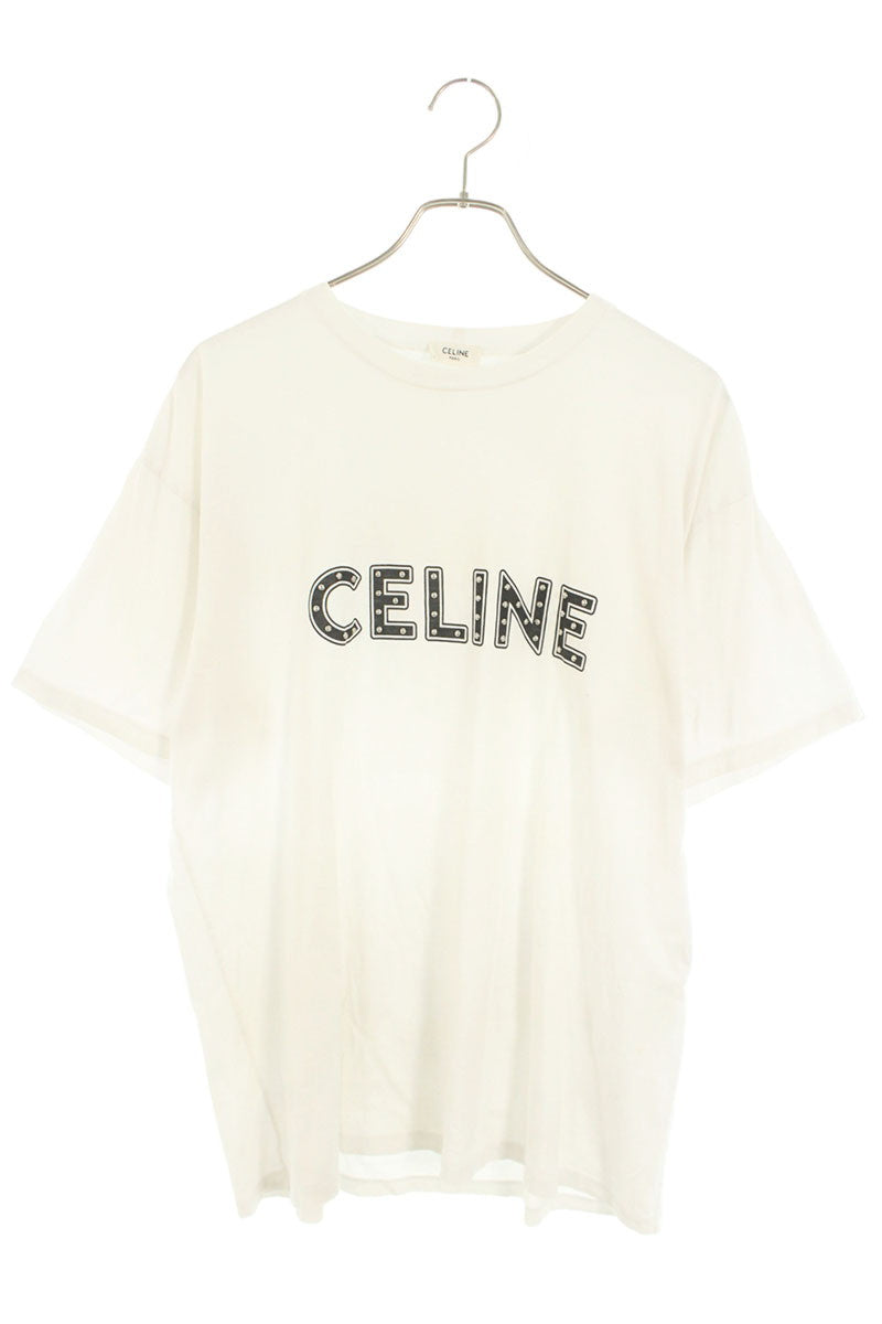 CELINE 21SS Studs Logo Print T-shirt White Size L