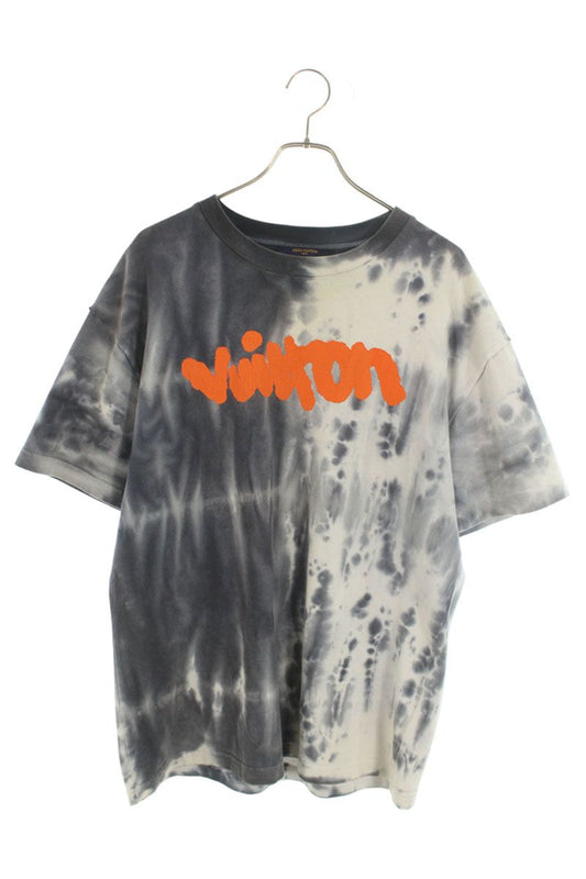 Louis Vuitton Tie Dye Logo T-Shirt Black x Orange Size M