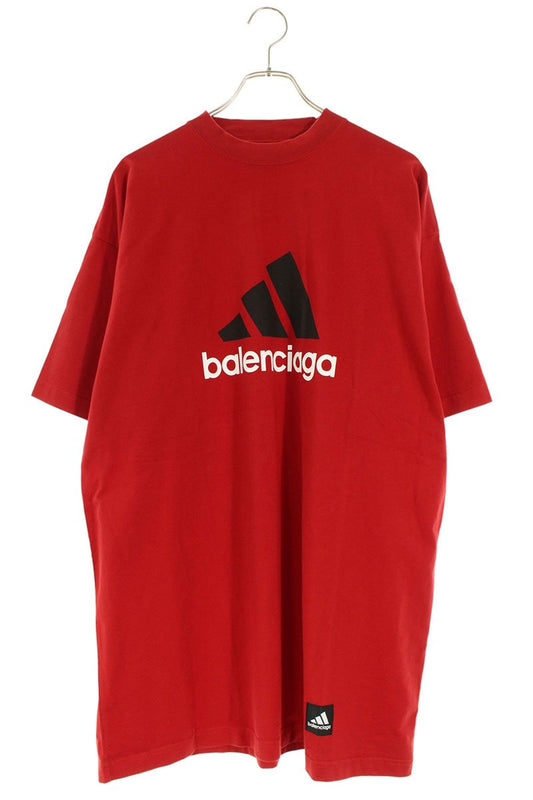 Balenciaga x Adidas 23SS Logo Print Oversized T-Shirt Red Size 2