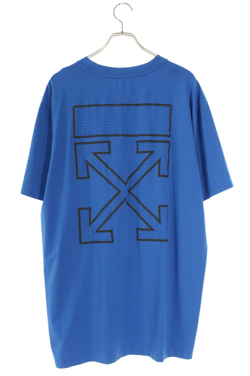 OFF-WHITE 22AW Back Arrow Print Mesh T-Shirt Blue Size XXL