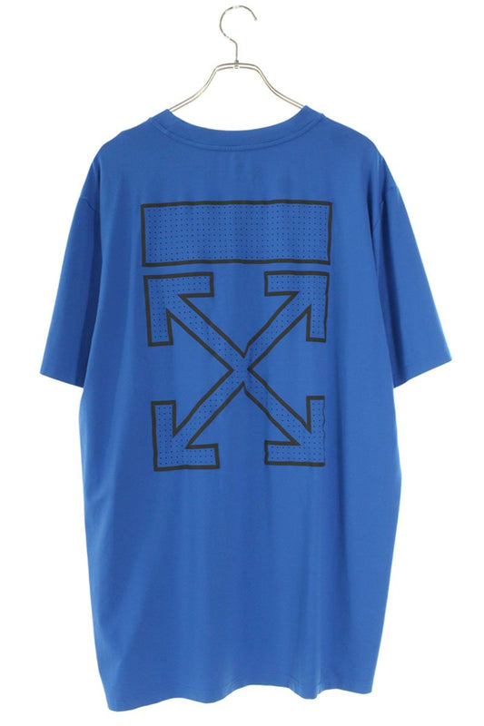OFF-WHITE 22AW Back Arrow Print Mesh T-Shirt Blue Size XXL