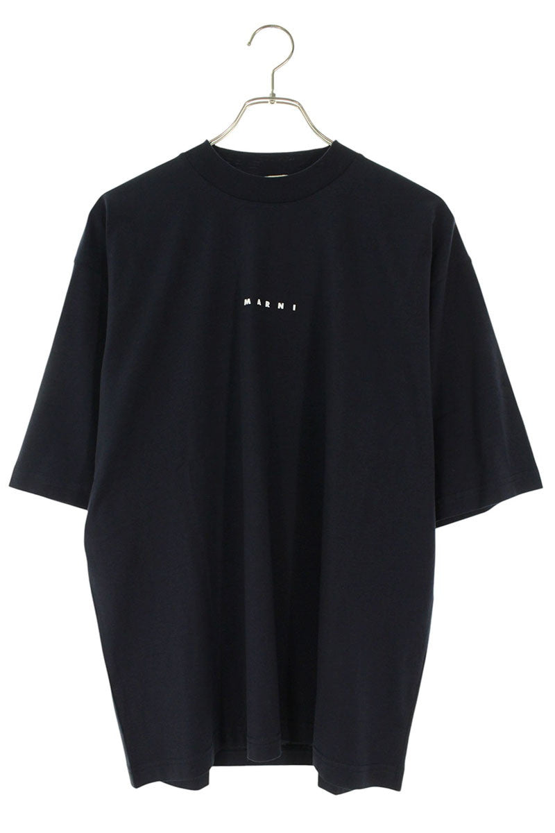 Marni Navy Cotton Logo Print Crewneck T-shirt Size S