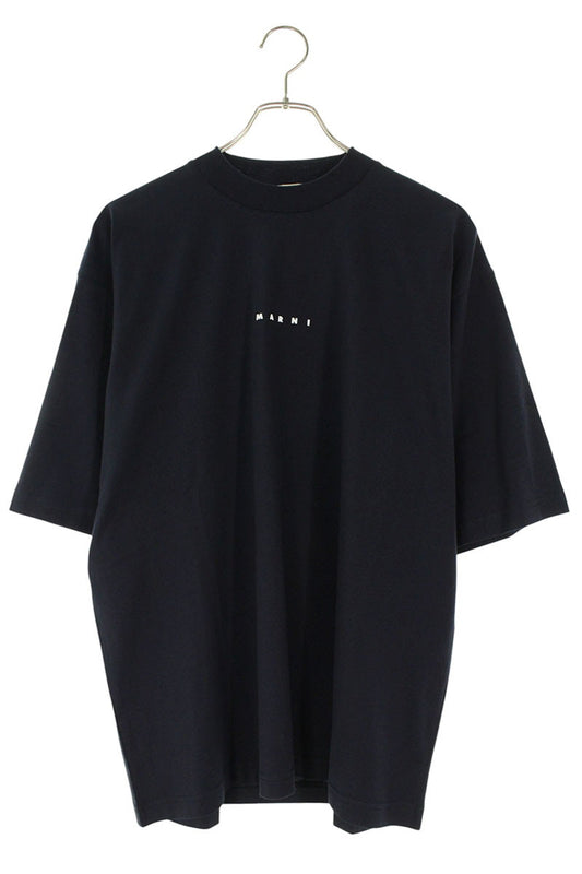 Marni Navy Cotton Logo Print Crewneck T-shirt Size S