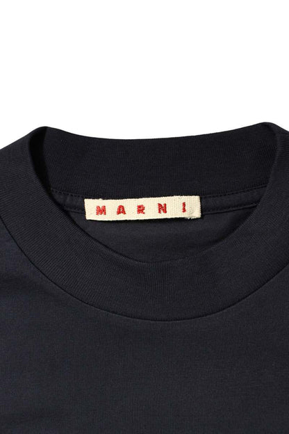 Marni Navy Cotton Logo Print Crewneck T-shirt Size S