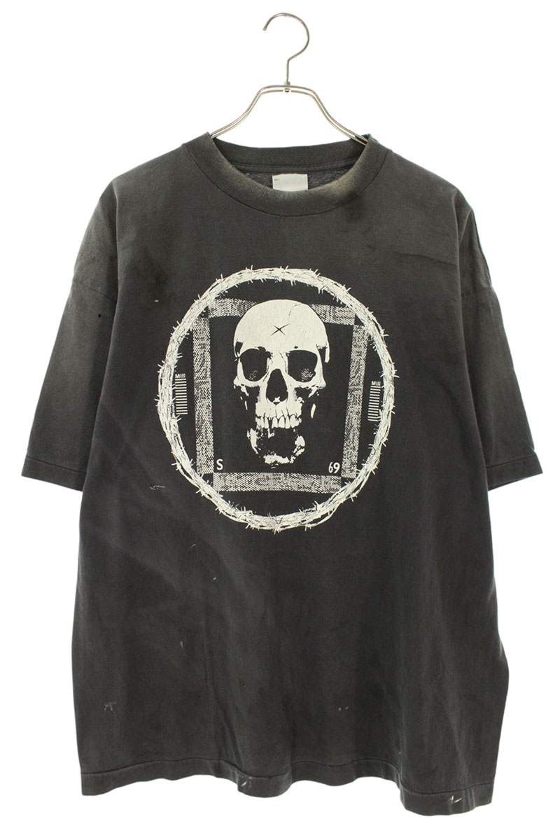 SAINT MICHAEL 25AW Vintage Skull Print Tee Black Size XL