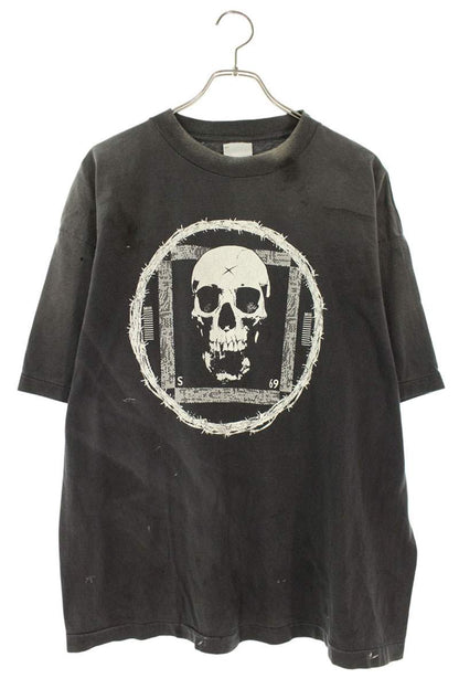 SAINT MICHAEL 25AW Vintage Skull Print Tee Black Size XL
