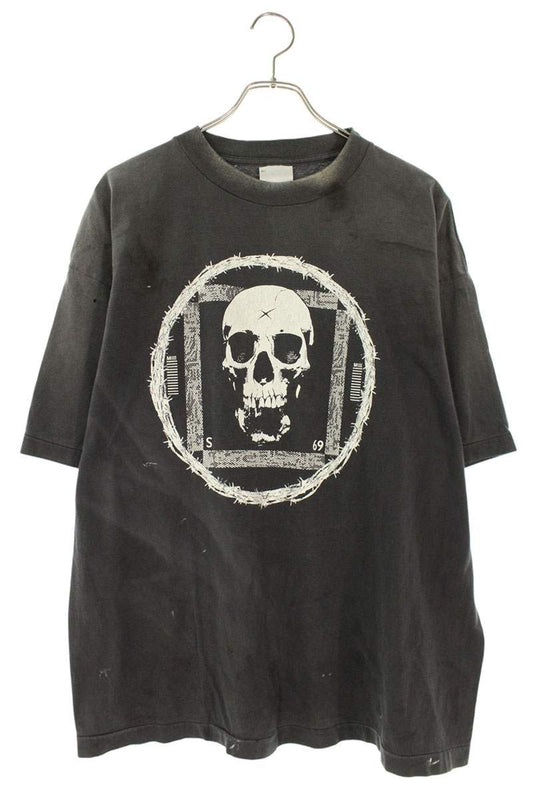 SAINT MICHAEL 25AW Vintage Skull Print Tee Black Size XL