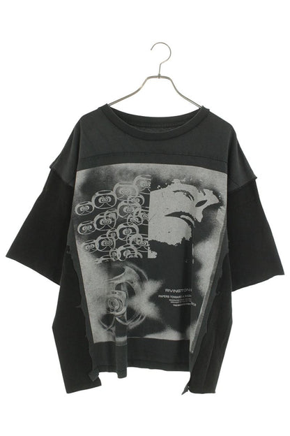 RRR-123 Meta Quad Graphic Print Tee Black Grey Cotton Size L