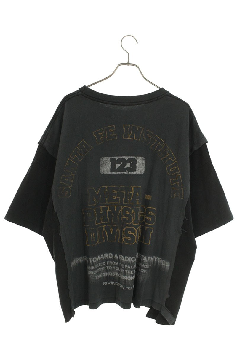 RRR-123 Meta Quad Graphic Print Tee Black Grey Cotton Size L