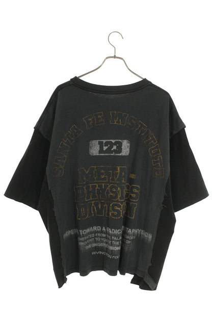 RRR-123 Meta Quad Graphic Print Tee Black Grey Cotton Size L