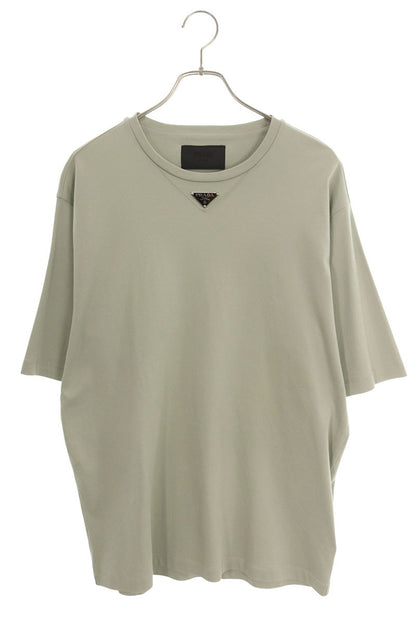 Prada Khaki Cotton Logo Plate Oversized T-Shirt Size M