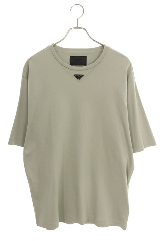 Prada Khaki Cotton Logo Plate Oversized T-Shirt Size M