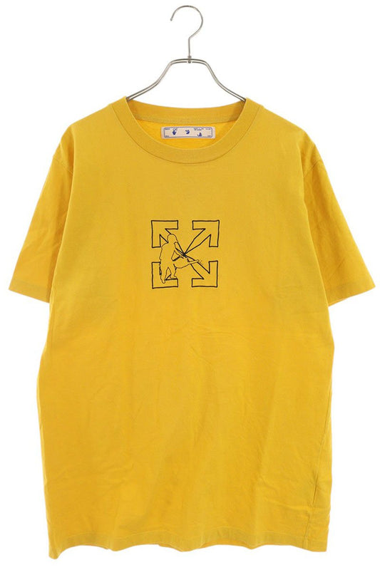 OFF-WHITE 20SS Logo Walkers T-Shirt Yellow Size XL