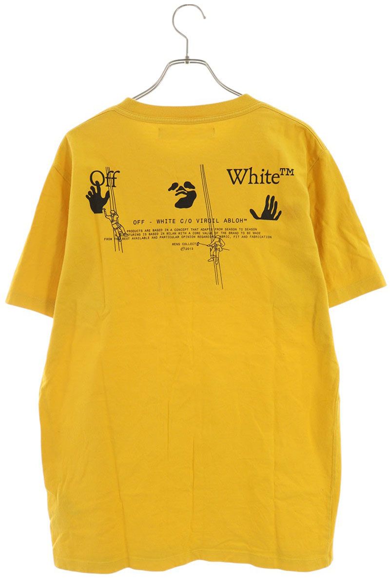OFF-WHITE 20SS Logo Walkers T-Shirt Yellow Size XL