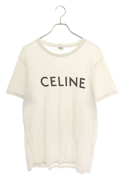 CELINE Logo Print T-Shirt White Size XL
