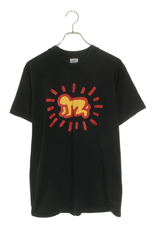 VINTAGE Keith Haring Art Print T-Shirt Black Size M
