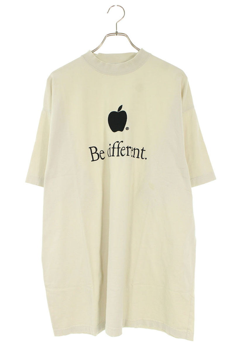 BALENCIAGA 'different' Embroidered T-Shirt Beige Size 2