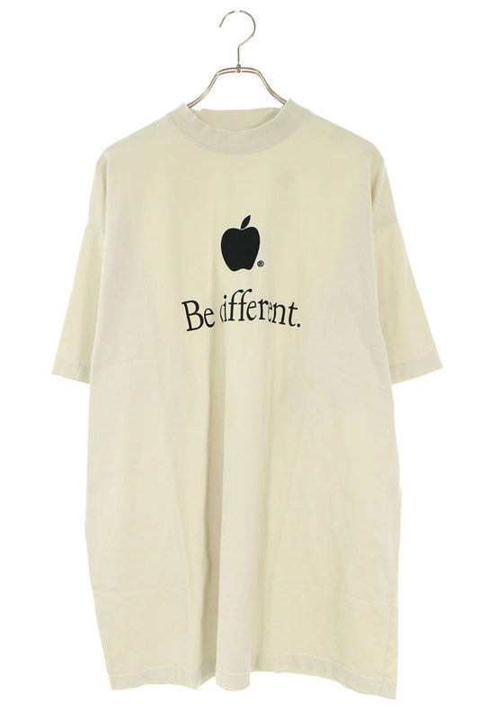 BALENCIAGA 'different' Embroidered T-Shirt Beige Size 2