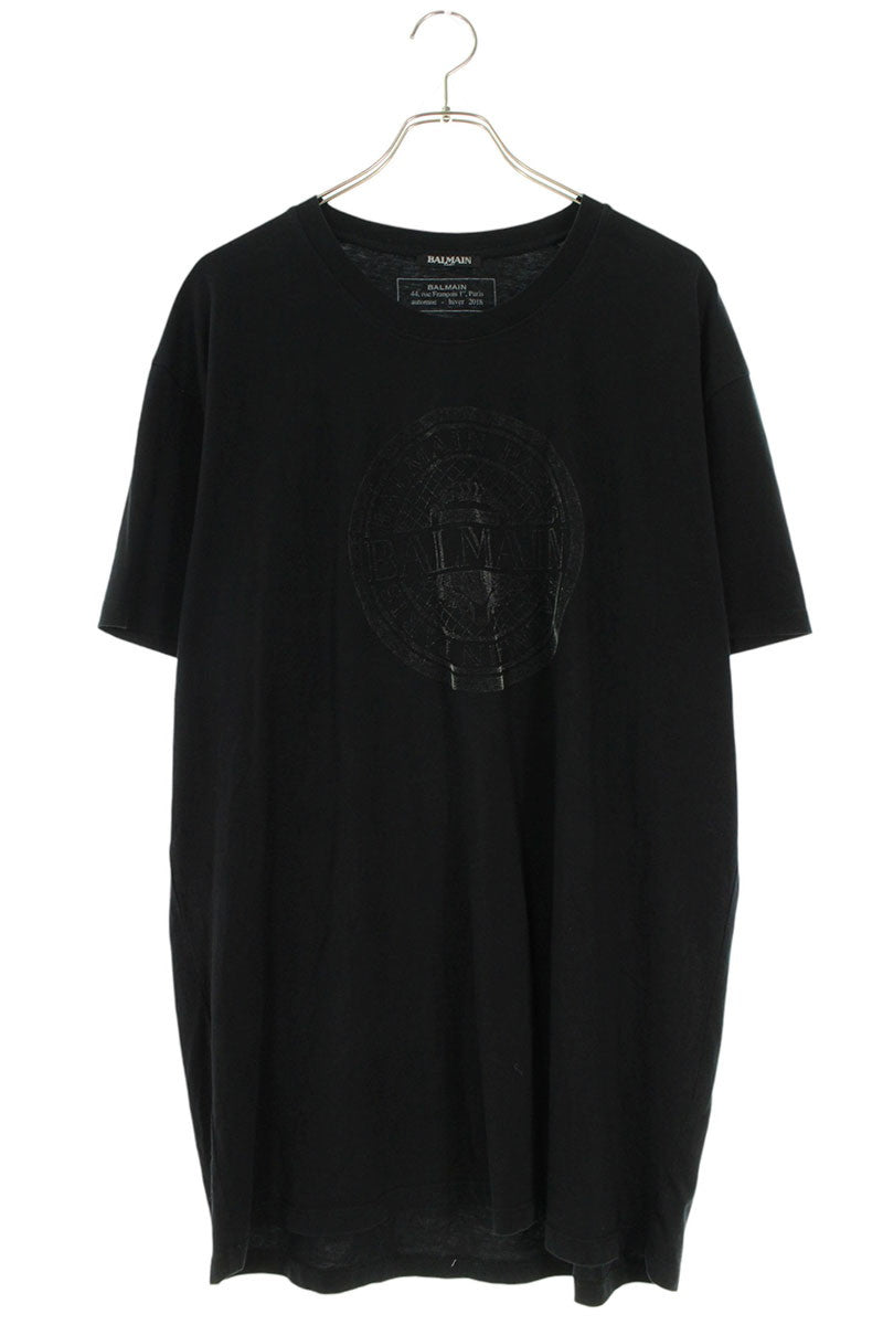 BALMAIN Flock Emblem Logo T-Shirt Black Size L