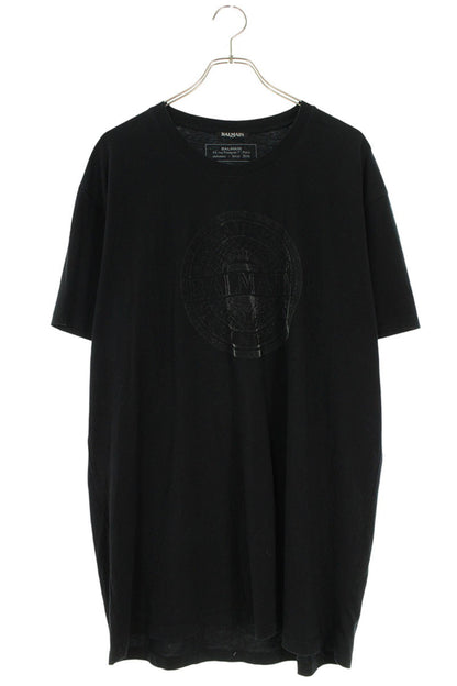 BALMAIN Flock Emblem Logo T-Shirt Black Size L
