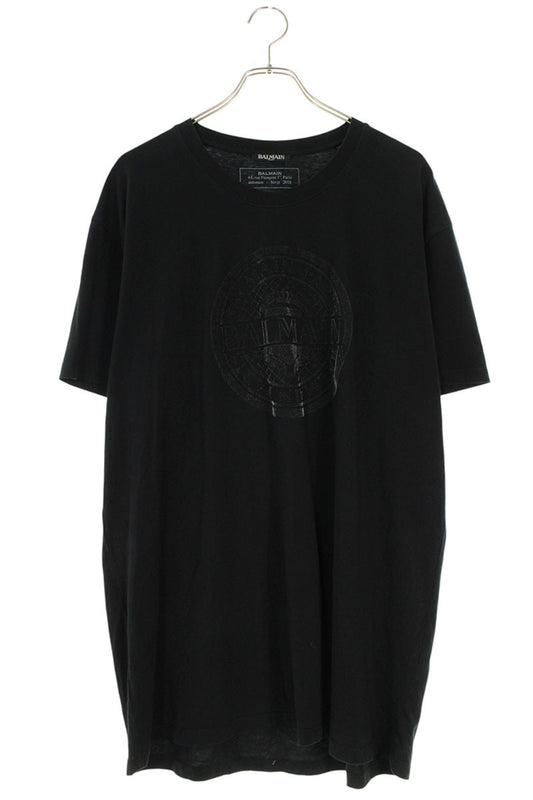 BALMAIN Flock Emblem Logo T-Shirt Black Size L