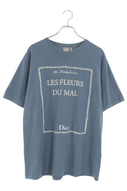 DIOR 26SS Book Cover Embroidered T-Shirt Blue Size XL