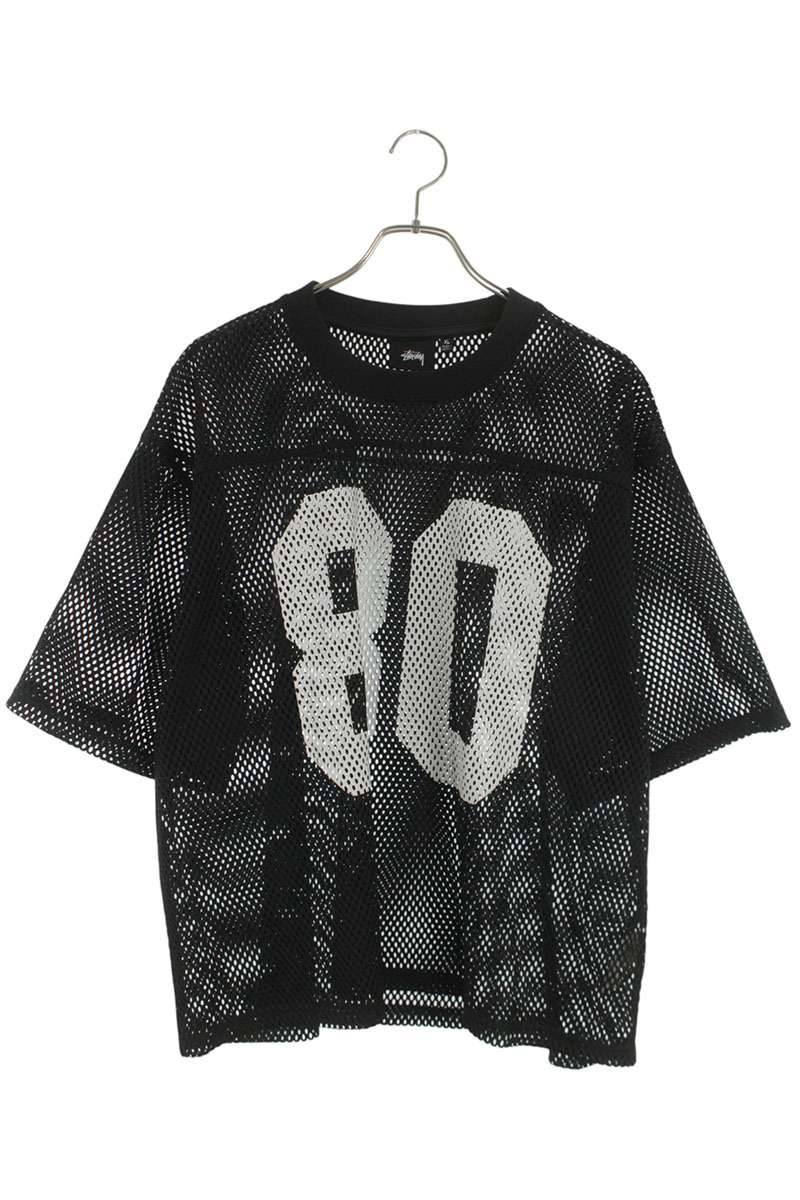 STUSSY Numbering Mesh T-Shirt Black Polyester Size XL