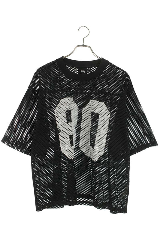 STUSSY Numbering Mesh T-Shirt Black Polyester Size XL