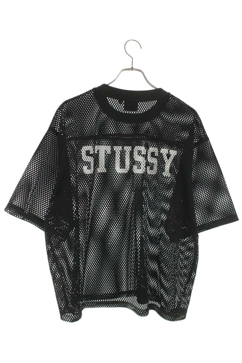 STUSSY Numbering Mesh T-Shirt Black Polyester Size XL