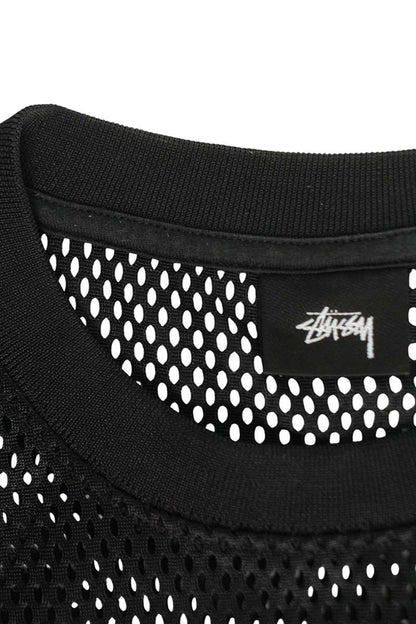STUSSY Numbering Mesh T-Shirt Black Polyester Size XL