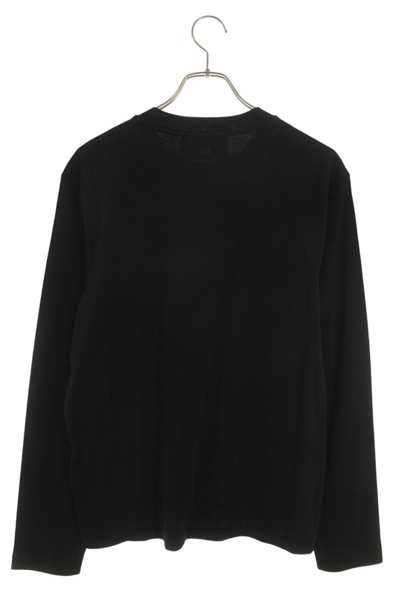 AMI 26SS Embroidered Long Sleeve T-Shirt Black Size XXL