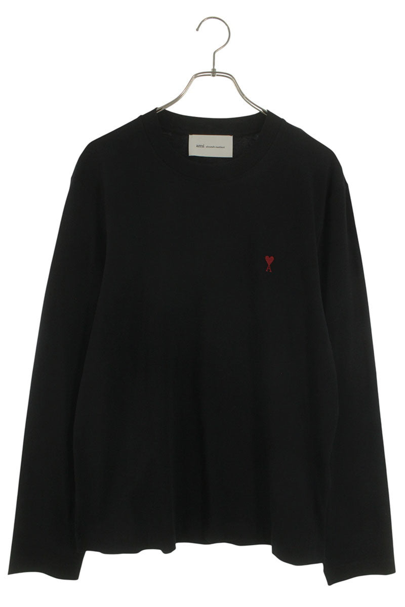 AMI 26SS Embroidered Long Sleeve T-Shirt Black Size XXL