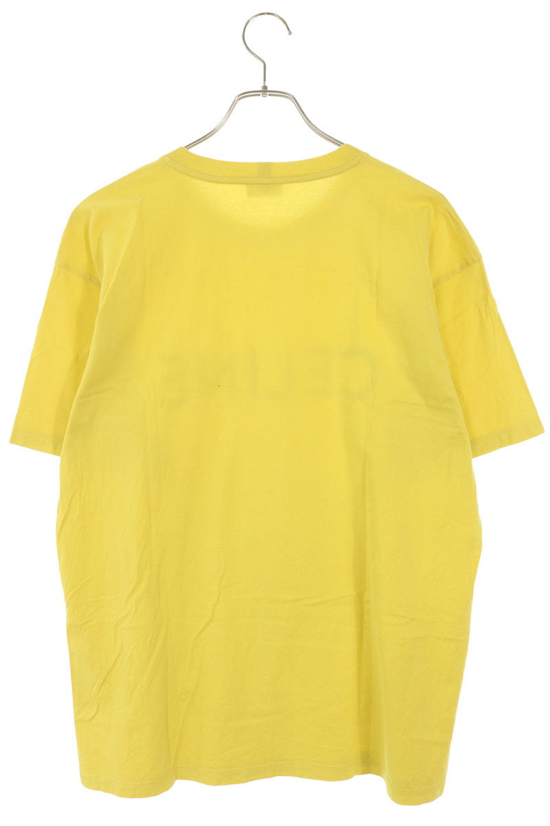 CELINE Logo Print Loose Fit T-Shirt Yellow Size S