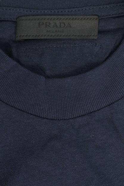 Prada Navy Logo Patch T-Shirt Cotton Size XS