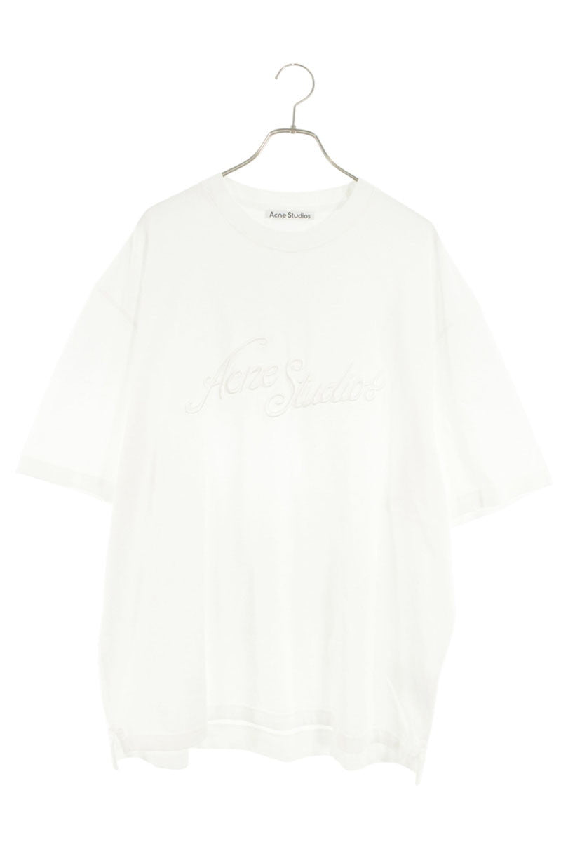 ACNE STUDIOS White Embroidered Logo Pique T-Shirt Size XL