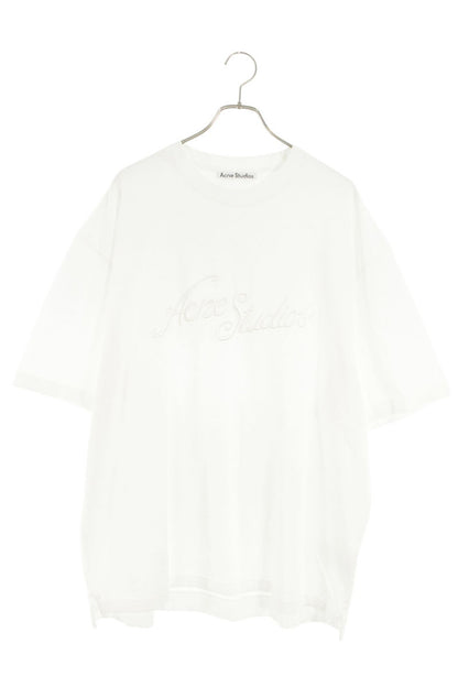 ACNE STUDIOS White Embroidered Logo Pique T-Shirt Size XL