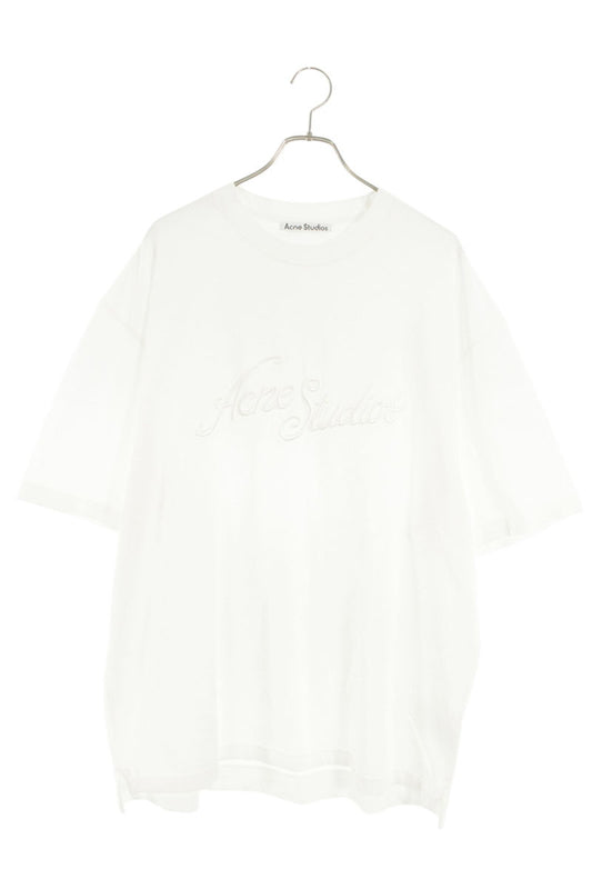 ACNE STUDIOS White Embroidered Logo Pique T-Shirt Size XL