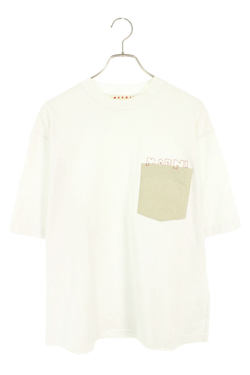 MARNI 25AW Logo Embroidered Pocket T-Shirt White Size M